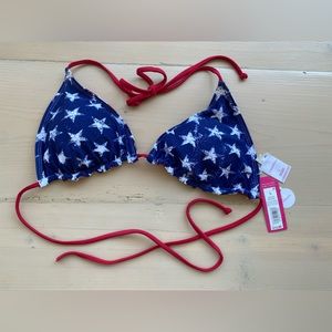 NWT American Flag reversible bikini top